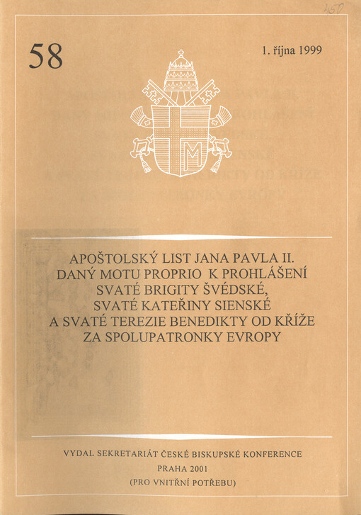 Apoštolský list Jana Pavla II. daný motu proprio k prohlášení svaté Brigity Švédské, svaté Kateřiny Sienské a svaté Terezie Benedikty od Kříže za spolupatronky Evropy