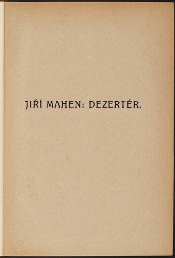 Dezertér: hra o 4 jednáních