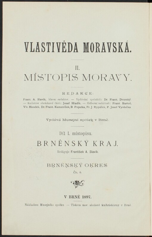 Vlastivěda moravská.