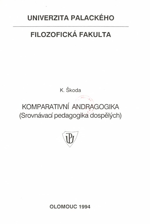Komparativní andragogika: (srovnávací pedagogika dospělých)