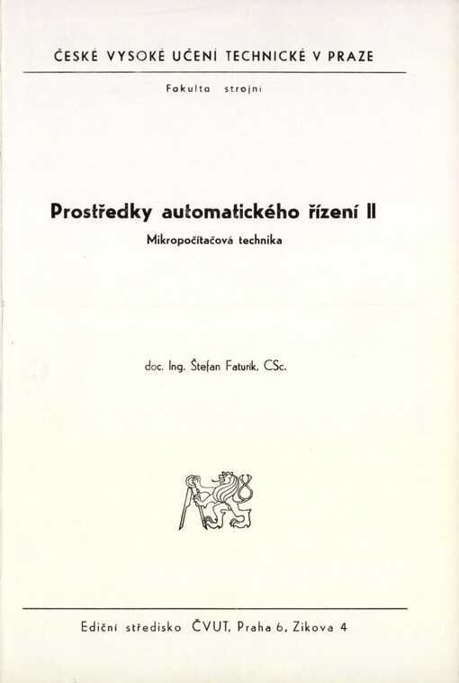 Prostředky automatického řízení II: mikropočítačová technika : určeno pro stud. fak. strojní