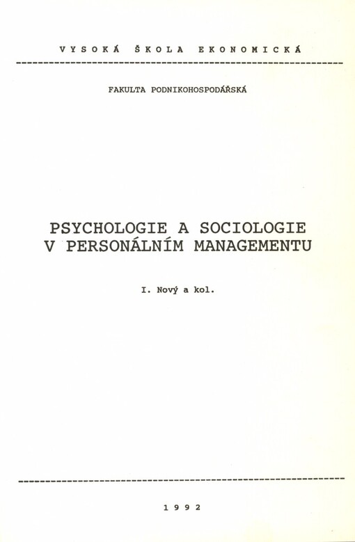 Psychologie a sociologie v personálním managementu