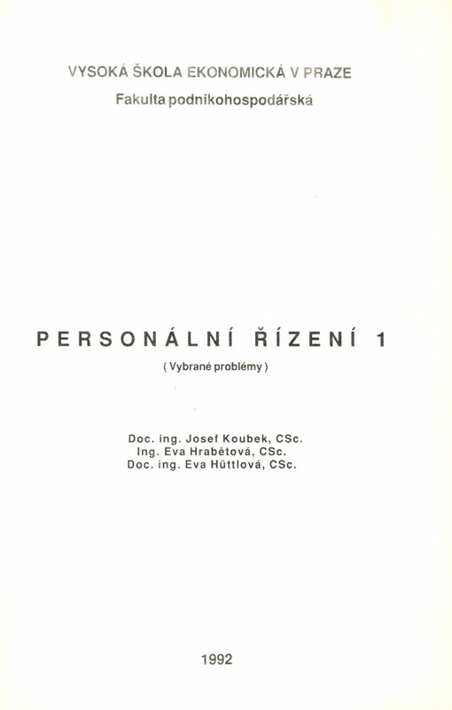 Personální řízení 1: vybrané problémy