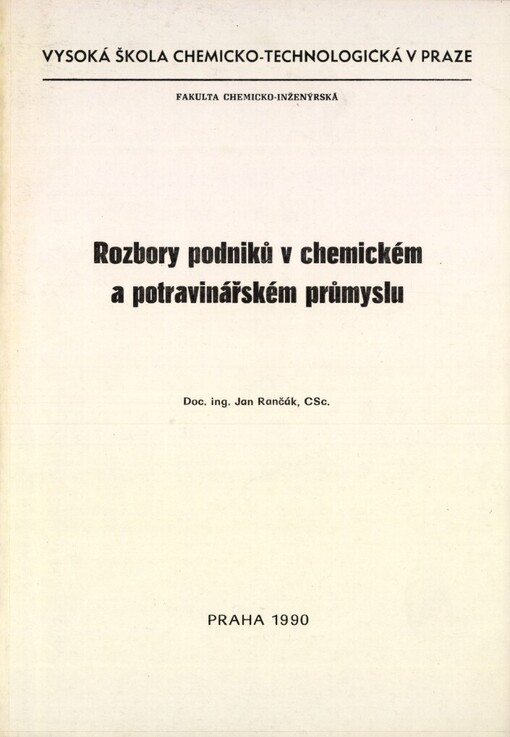 Rozbory podniků v chemickém a potravinářském průmyslu