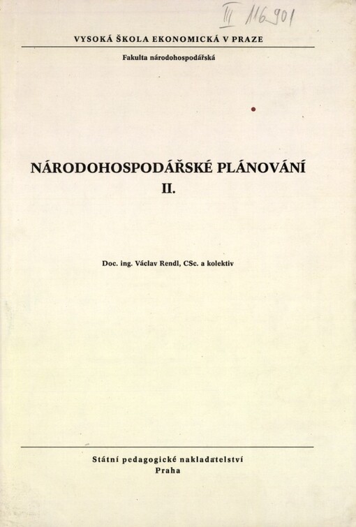Národohospodářské plánování II.