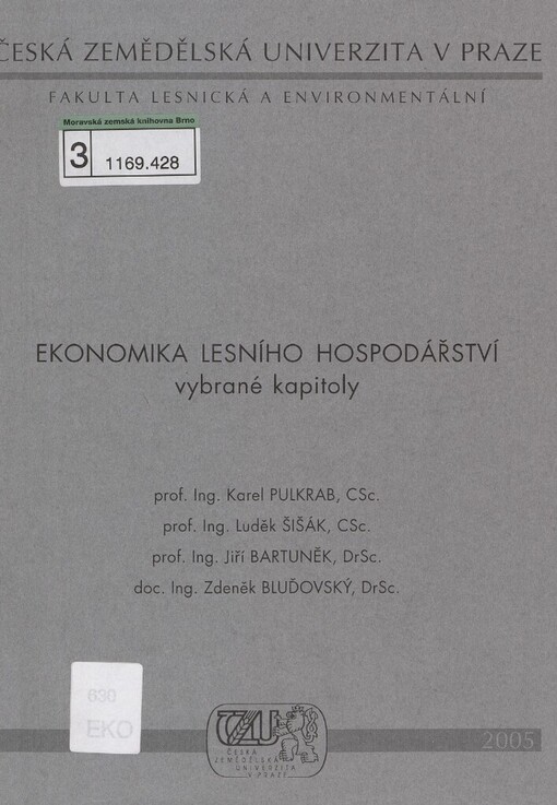 Ekonomika lesního hospodářství: vybrané kapitoly