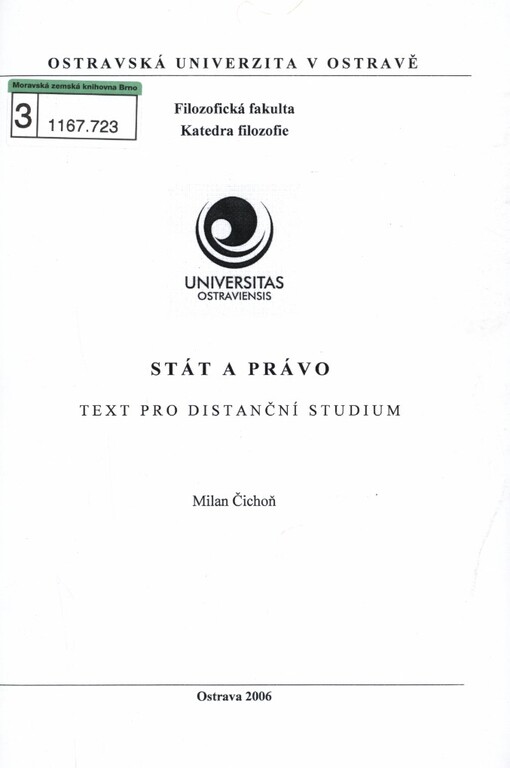 Stát a právo: text pro distanční studium