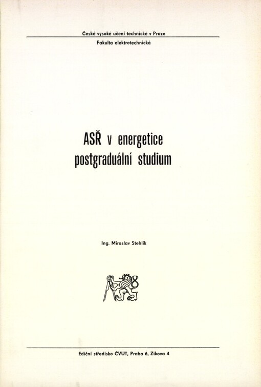 ASŘ v energetice :Postgrad. studium pro stud. fak. elektrotechn.