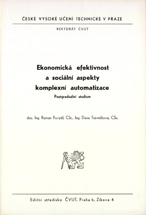 Ekonomická efektivnost a sociální aspekty :postgraduální studium