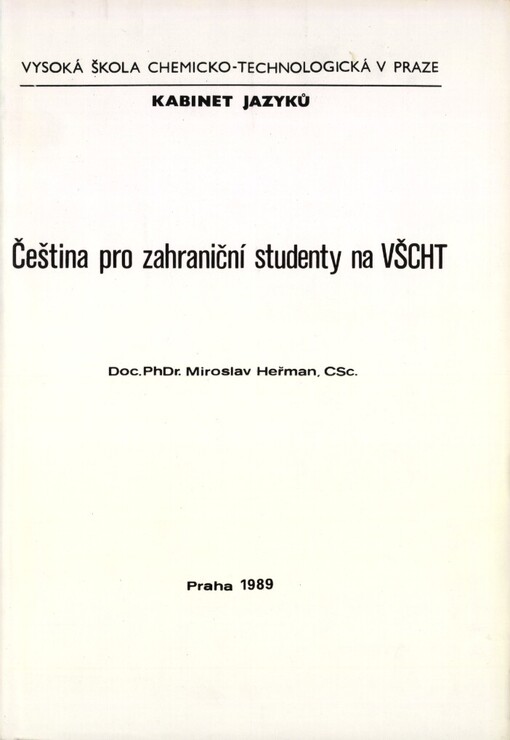 Čeština pro zahraniční studenty na VŠCHT
