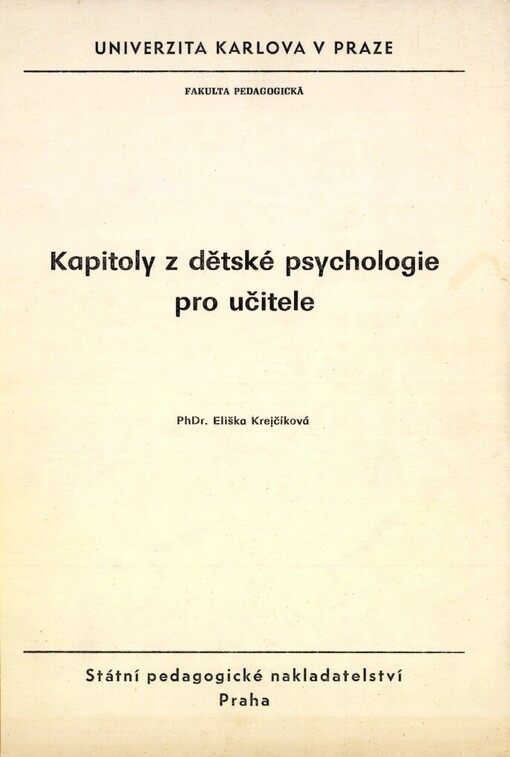 Kapitoly z dětské psychologie pro učitele