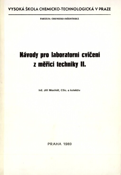 Návody pro laboratorní cvičení z měřicí techniky II.