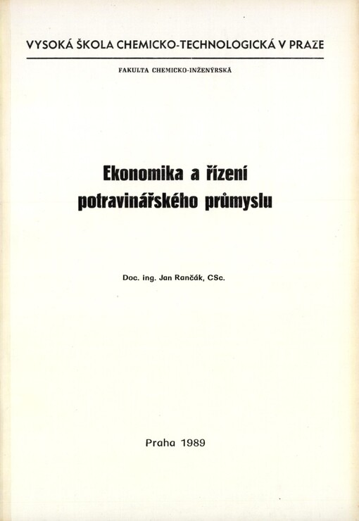 Ekonomika a řízení potravinářského průmyslu