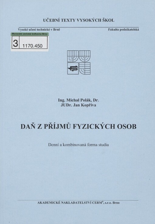 Daň z příjmů fyzických osob: denní a kombinovaná forma studia