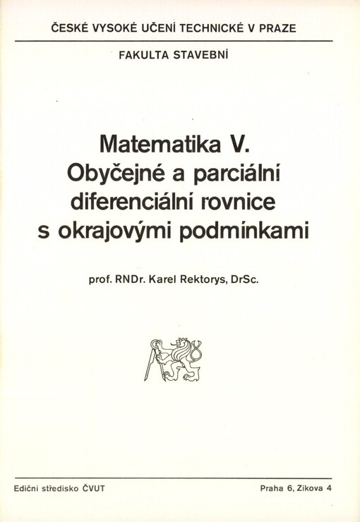 Matematika V.Obyčejné a parciální diferenciální rovnice s okrajovými podmínkami