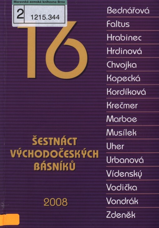 16 - Šestnáct východočeských básníků: sborník poezie