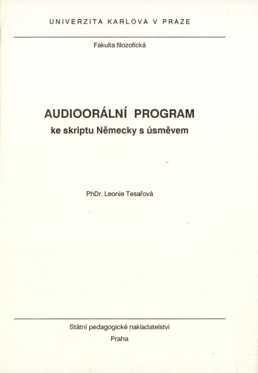 Audioorální program ke skriptu Německy s úsměvem: určeno pro posl. fak. filoz