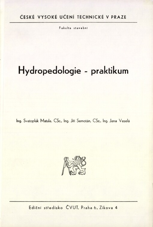 Hydropedologie - praktikum: určeno pro stud. fak. stavební