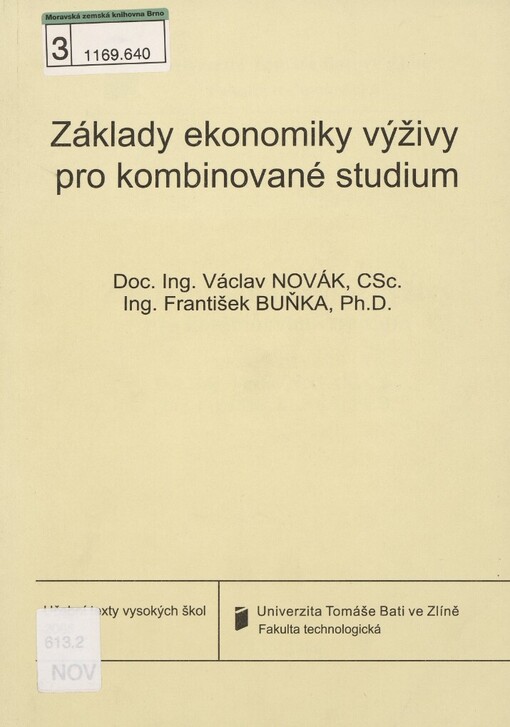 Základy ekonomiky výživy pro kombinované studium