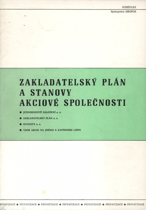 Zakladatelský plán a stanovy akciové společnosti