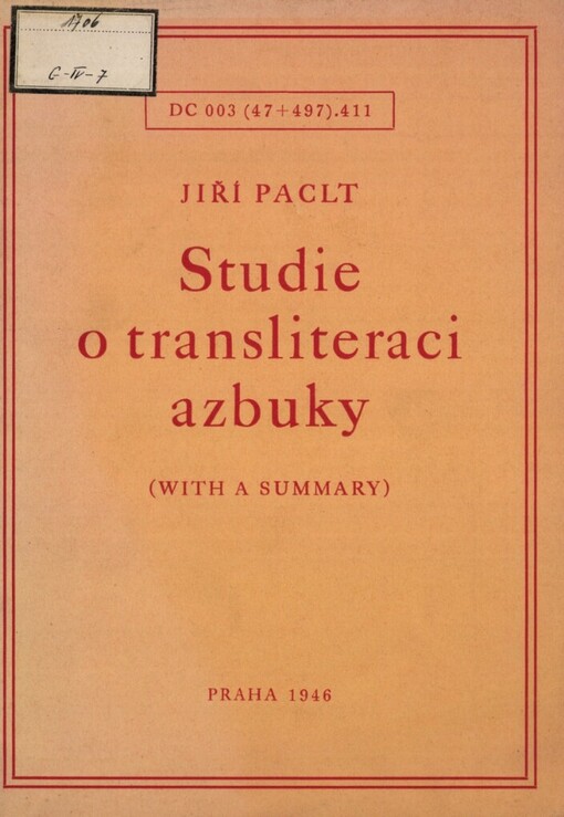 Studie o transliteraci azbuky :(With a Summary)