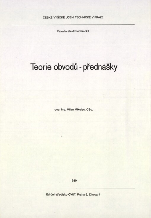 Teorie obvodů :přednášky