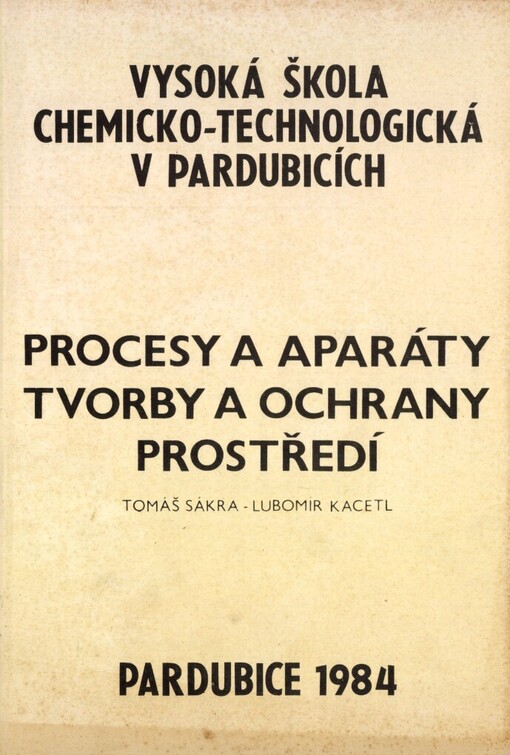 Procesy a aparáty tvorby a ochrany prostředí