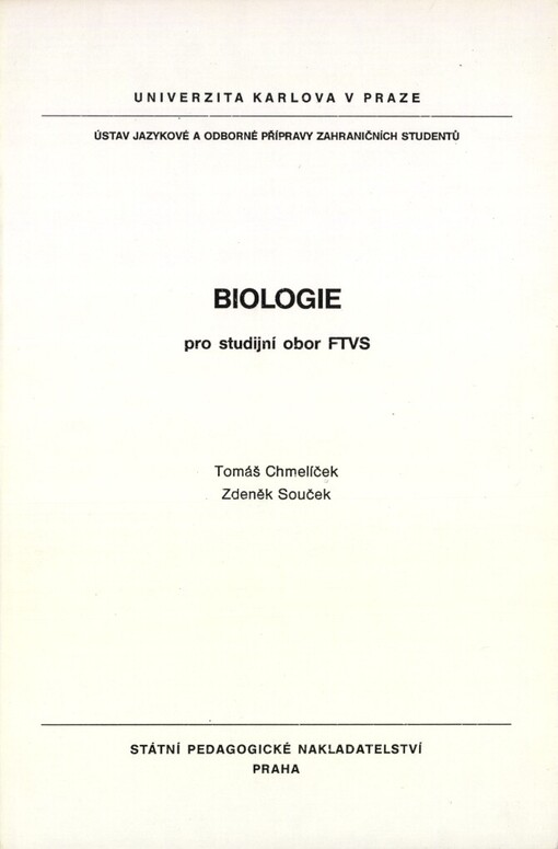 Biologie pro studijní obor FTVS