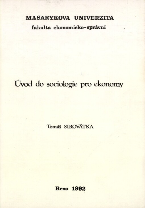 Úvod do sociologie pro ekonomy: Studijní text