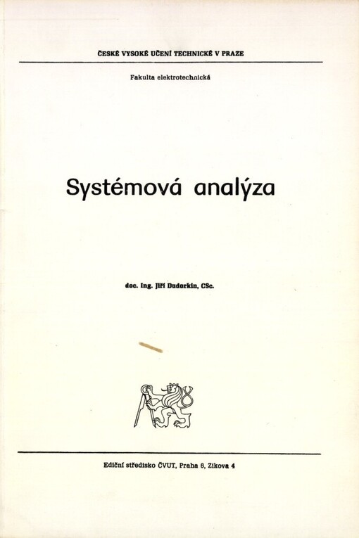 Systémová analýza :určeno pro stud. fak. elektrotechn.