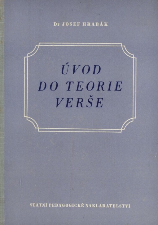 Úvod do teorie verše: vysokoškolská příručka