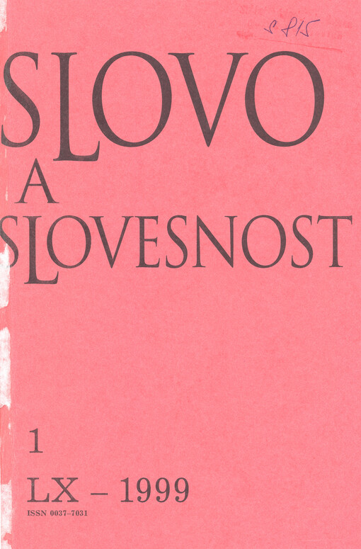Slovo a slovesnost : časopis pro otázky teorie a kultury jazyka
