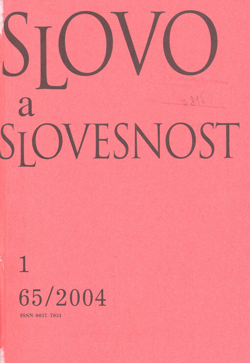 Slovo a slovesnost : časopis pro otázky teorie a kultury jazyka