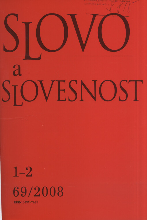 Slovo a slovesnost : časopis pro otázky teorie a kultury jazyka
