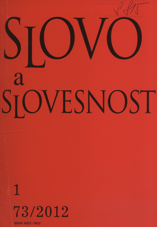 Slovo a slovesnost : časopis pro otázky teorie a kultury jazyka
