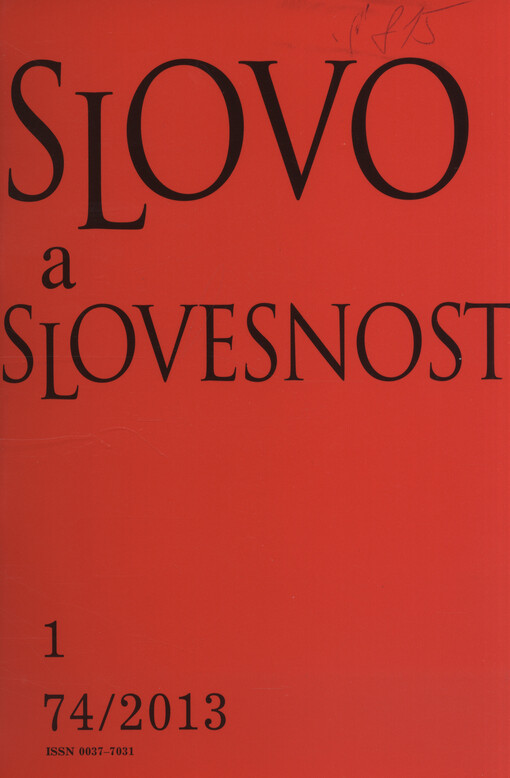 Slovo a slovesnost : časopis pro otázky teorie a kultury jazyka