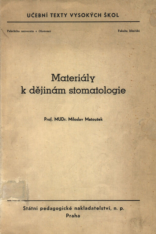 Materiály k dějinám stomatologie