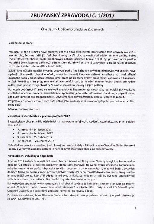 Zbuzanský zpravodaj : čtvrtletník Obecního úřadu ve Zbuzanech