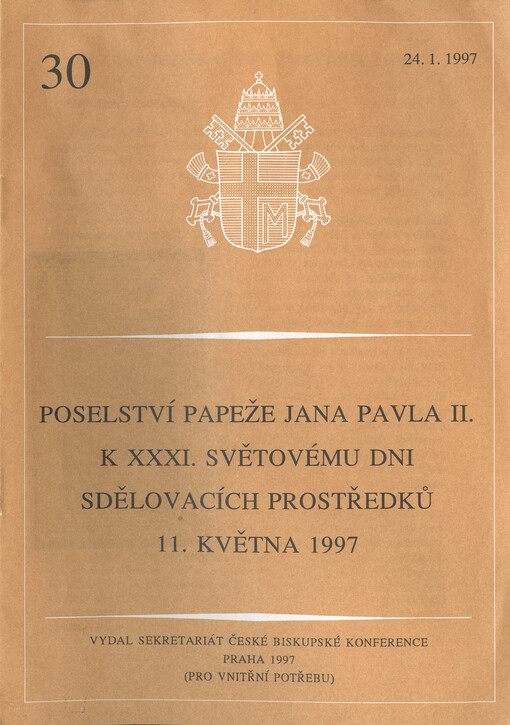 Poselství papeže Jana Pavla II. k 31. Světovému dni sdělovacích prostředků 11. května 1997