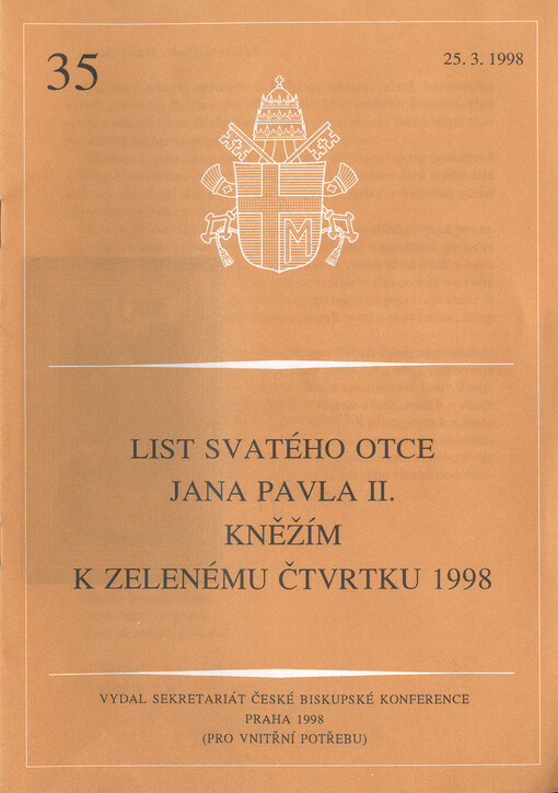 List Svatého otce Jana Pavla II. kněžím k Zelenému čtvrtku 1998