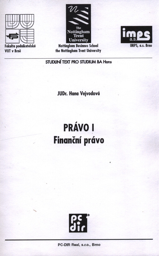 Právo I : finanční právo