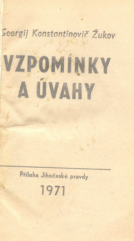 Vzpomínky a úvahy