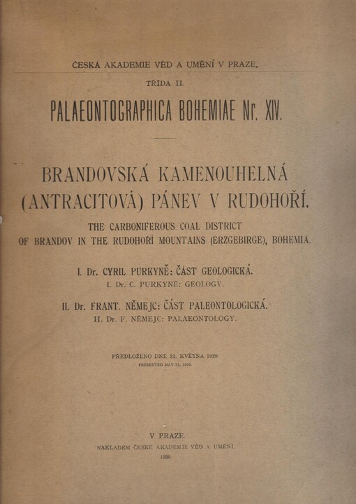 Brandovská kamenouhelná (antracitová) pánev v Rudohoří =The carboniferous coal district of Brandov in the Rudohoří Mountain : (Erzgebirge), Bohemia