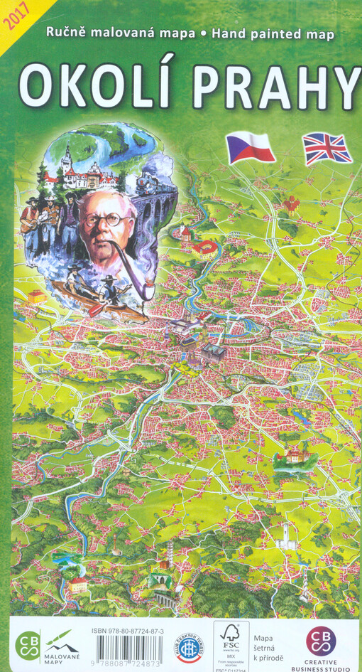Ručně malovaná mapa Okolí Prahy = Hand painted map Okolí Prahy