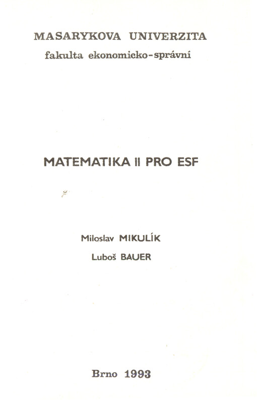 Matematika II pro ESF