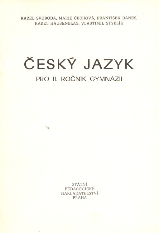 Český jazyk pro II. ročník gymnázií