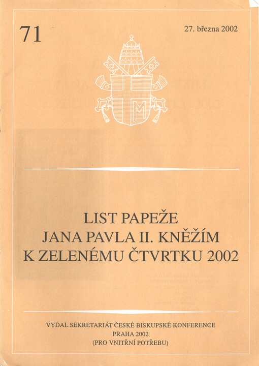 List papeže Jana Pavla II. kněžím k Zelenému čtvrtku 2002