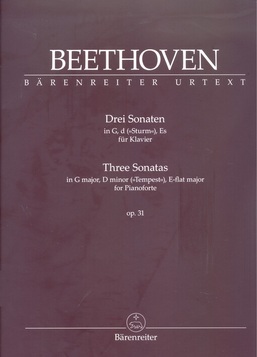 Drei Sonaten in G, d, Es fur Klavier = Three sonatas in G major, D minor, E-flat major for pianoforte, op. 31