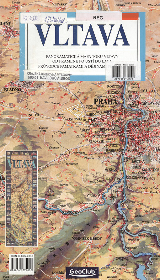 Vltava panoramatická mapa toku Vltavy od pramene po ústí do Labe a průvodce památkami a dějinami Povltaví