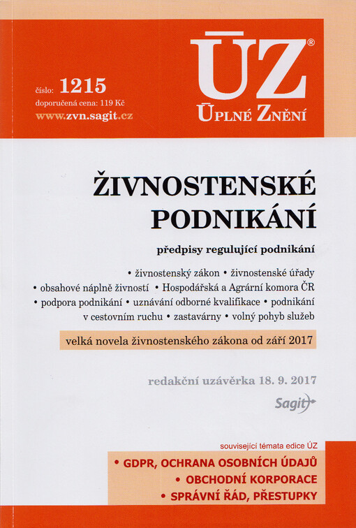 Živnostenské podnikání - ÚZ č. 1215